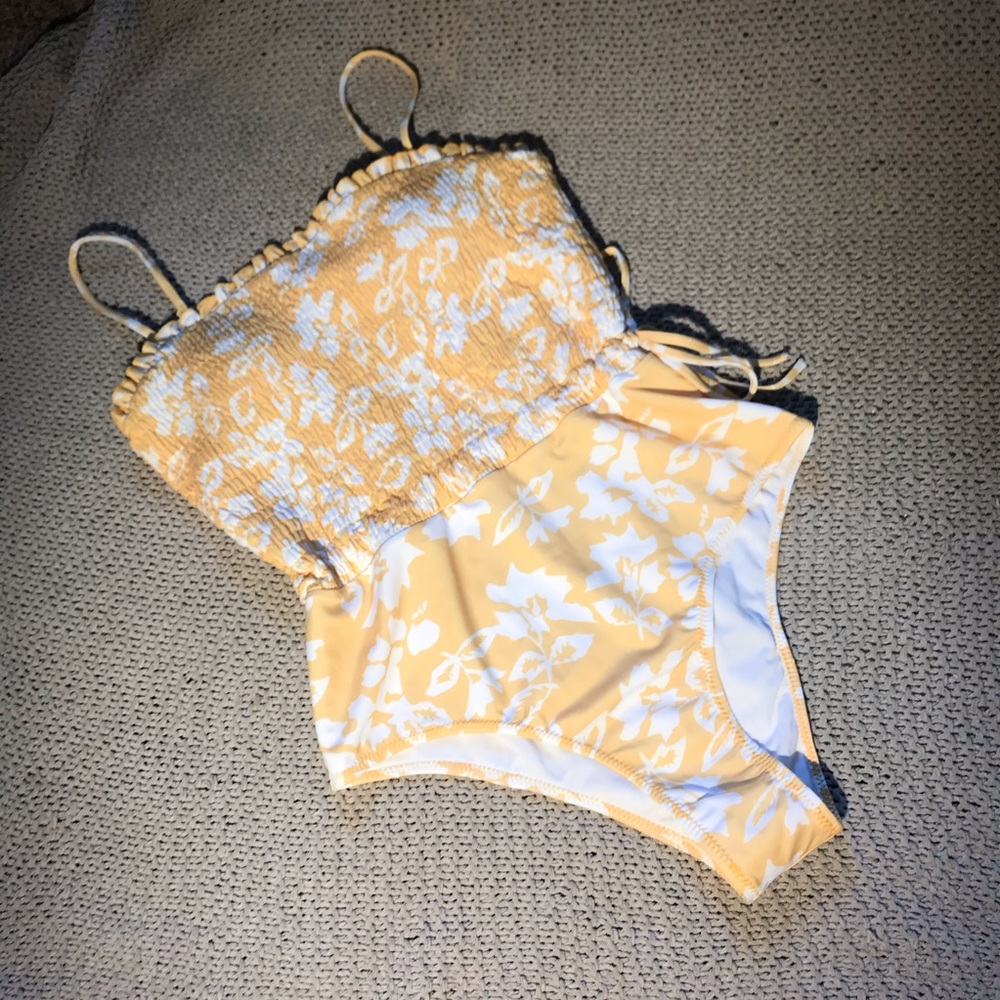 Yellow One Piece Smocked Swimsuit